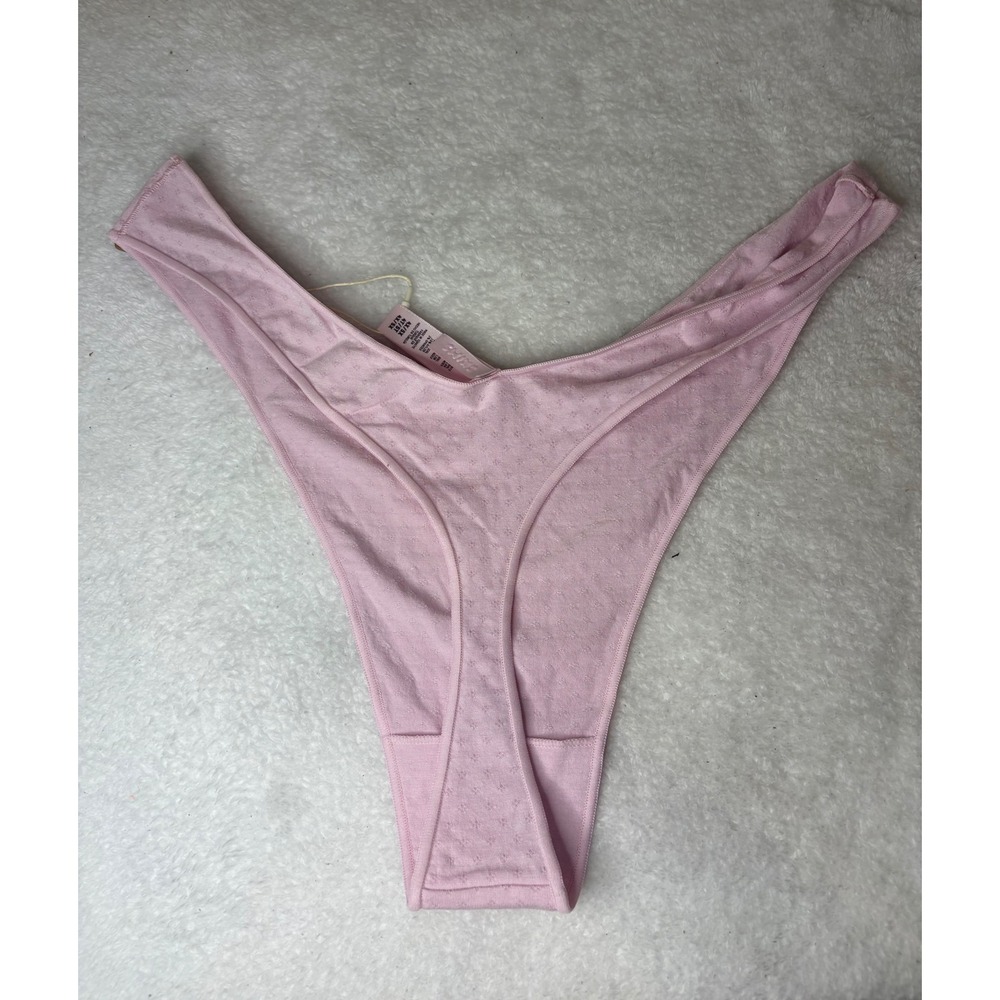 SKIMS Micro Pointelle Dipped Thong Baby Pink PN-THG-5222W Plus Size 4X/5X NWT